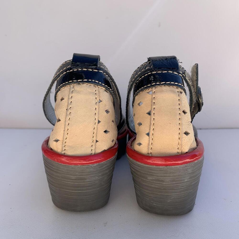 Fly London P500477017 Women's Ankle Strap Sandals Red White Wedges Size 7 - Picture 6 of 15